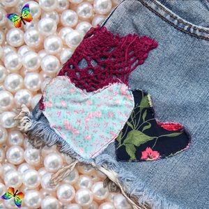 Heart Fabric Patch Levi Denim Low-waist Mini Skirt